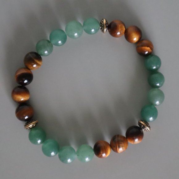 Tiger's Eye and Aventurine Stretch Bracelet - Picture 7 of 10